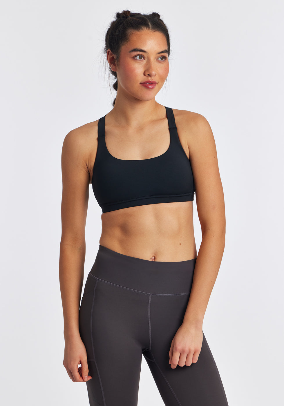 Hi Twenty Sports Bra in black, front view
