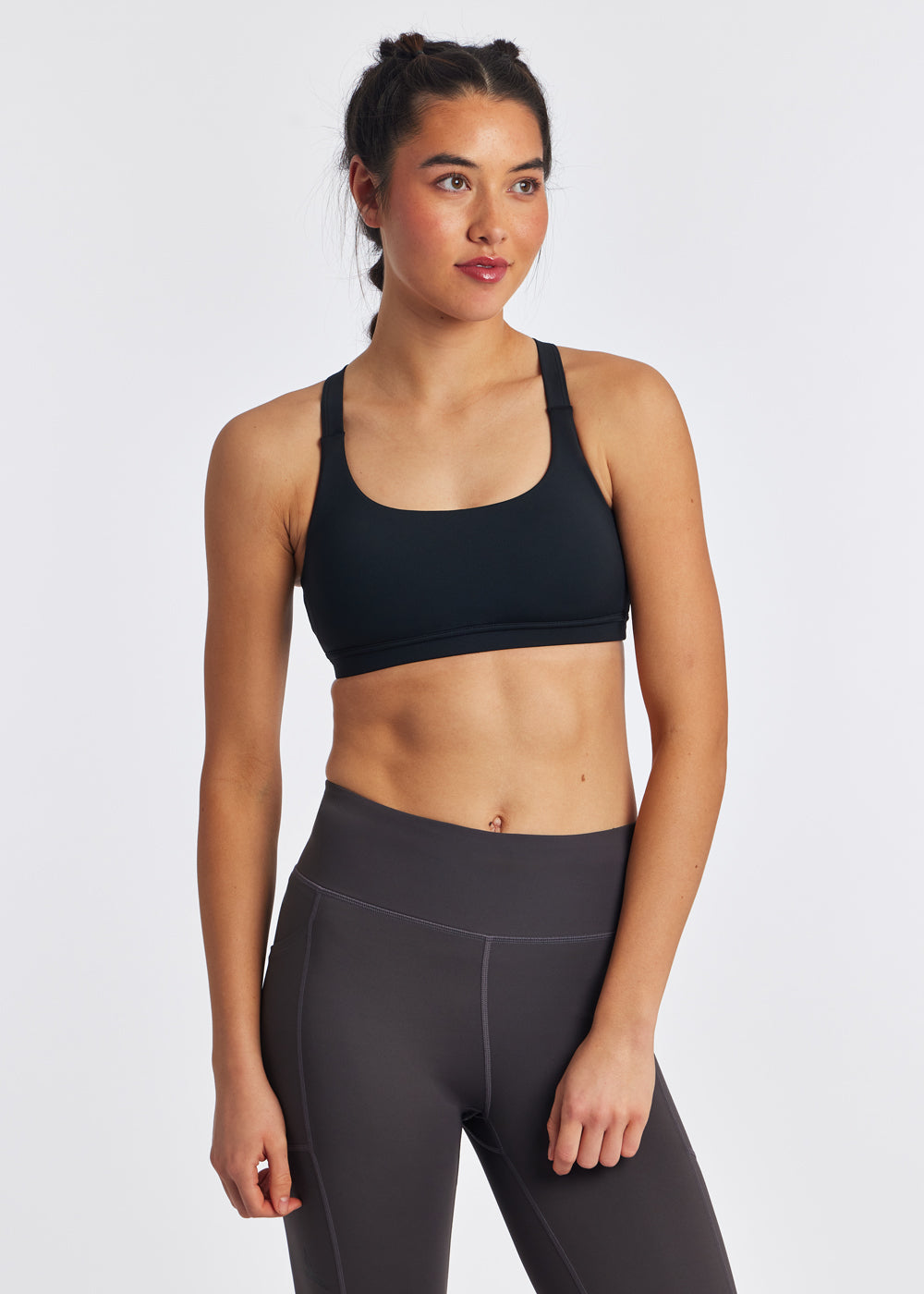Hi Twenty Sports Bra in black, front view