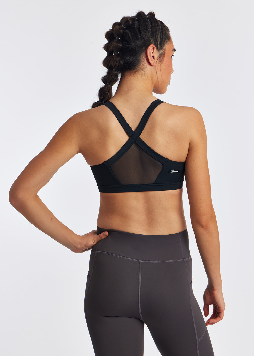 Hi Twenty Sports Bra in black, back view