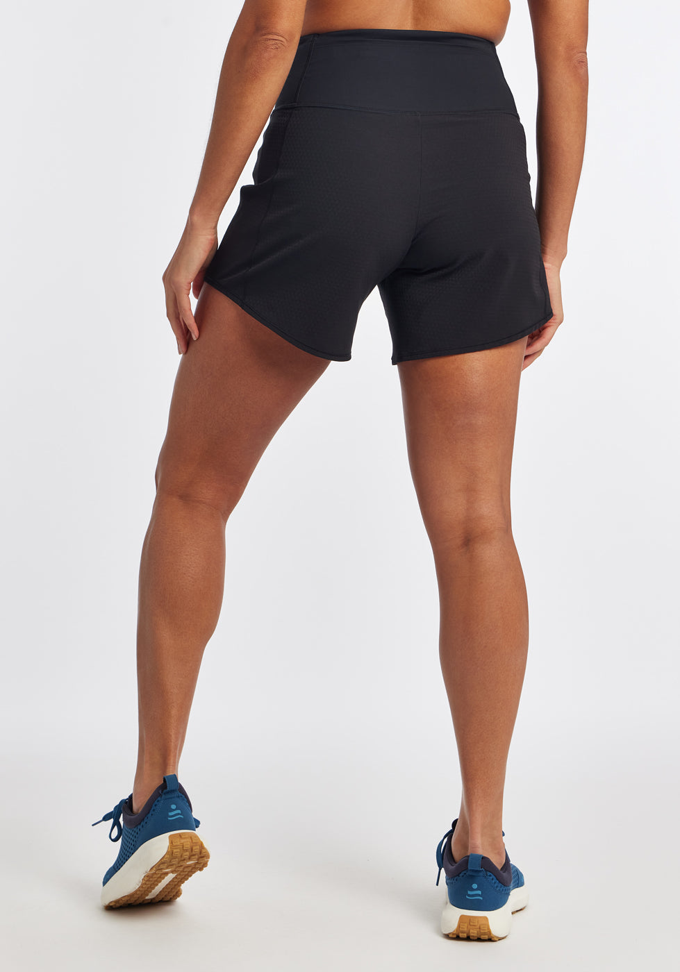 High Rise Roga 6" Running Shorts in Black, back view