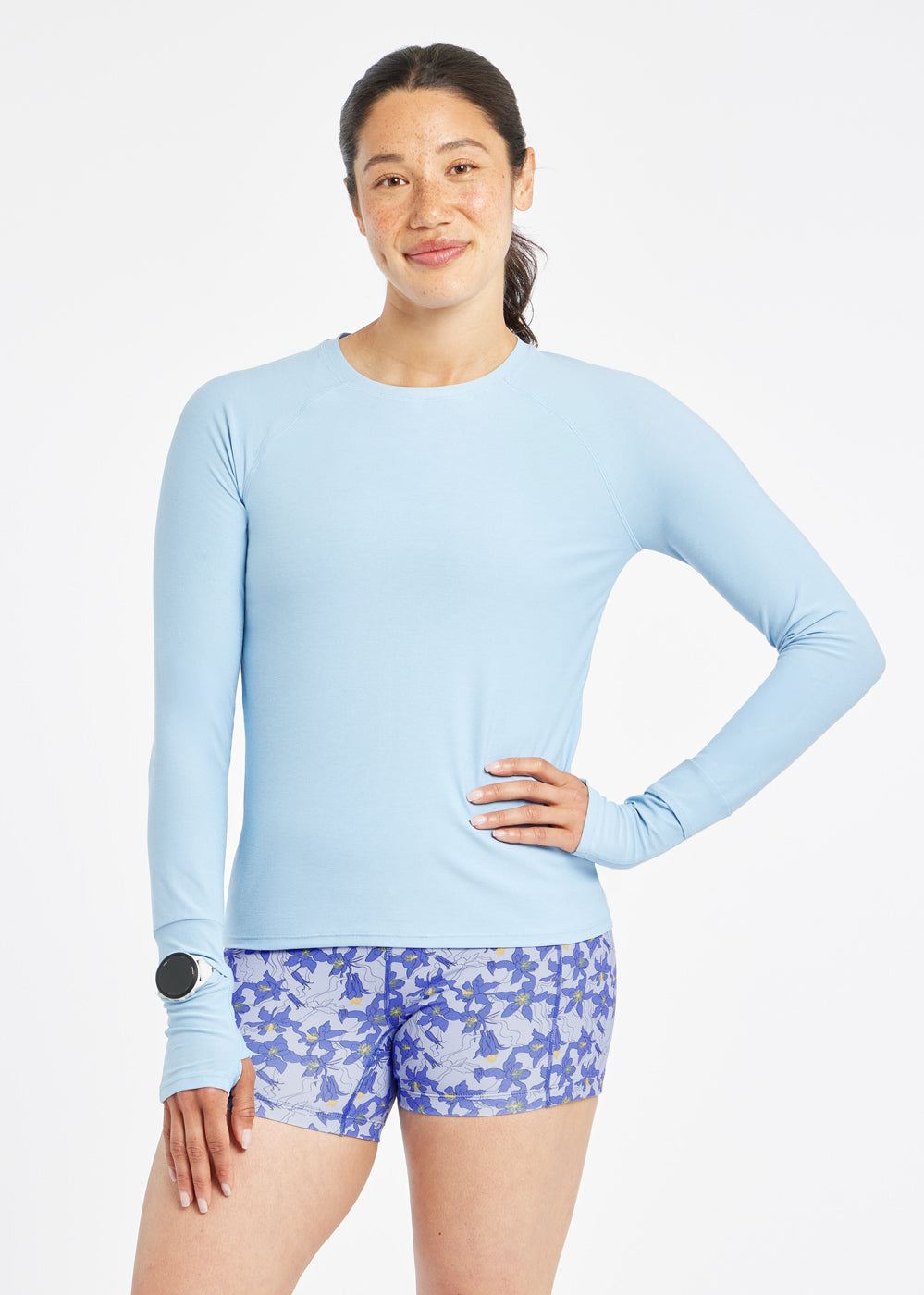Light Lux Long Sleeve in Cool Down Light Blue, front