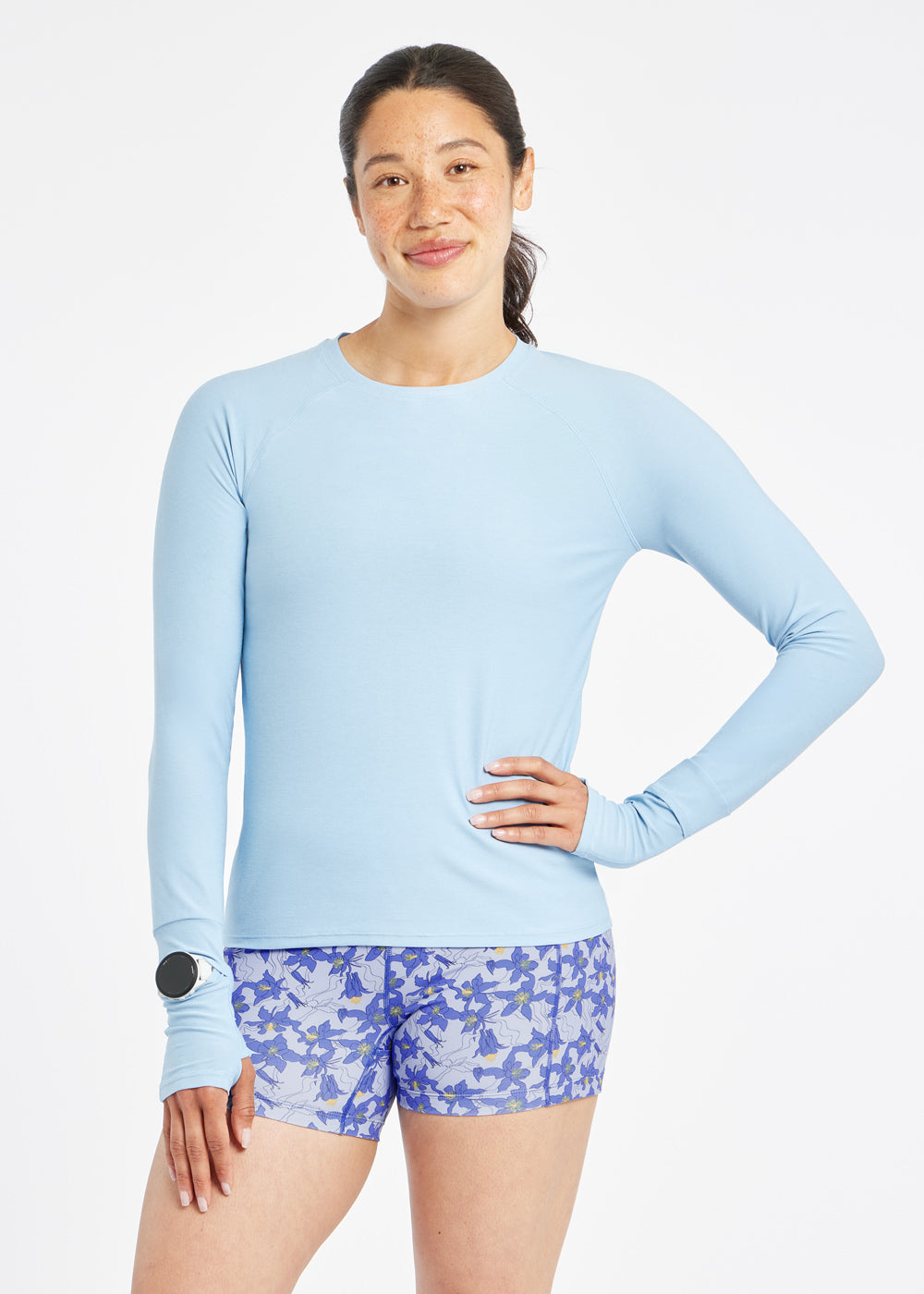Light Lux Long Sleeve in Cool Down Light Blue, front