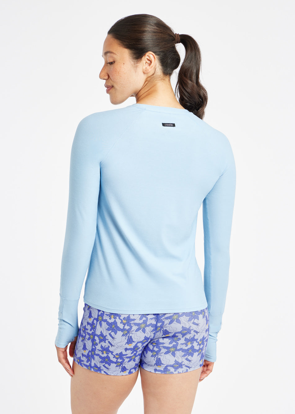 Light Lux Long Sleeve in Cool Down Light Blue, back view