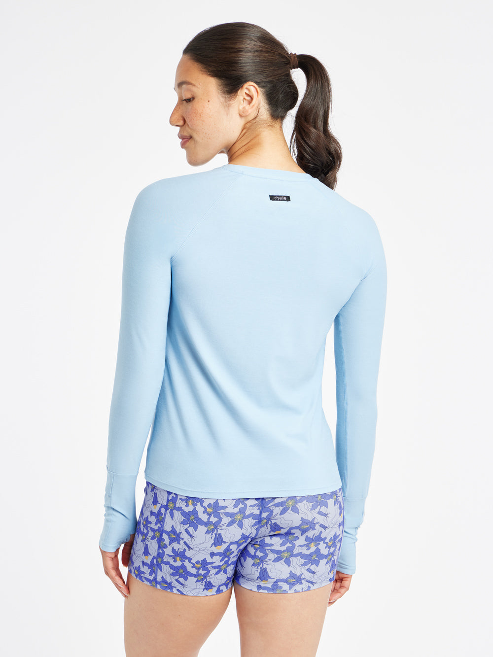 Light Lux Long Sleeve in Cool Down Light Blue, back view
