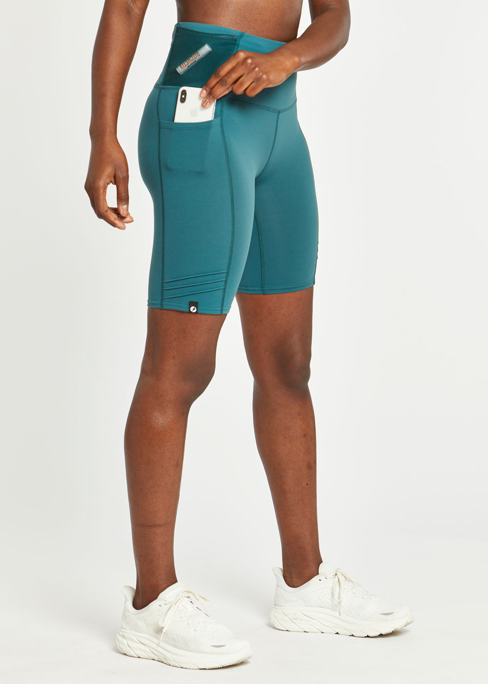 Long Pocket Jogger 8.25-inch shorts in green, side view