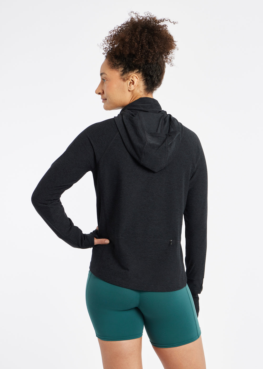 Lux Highline Long Sleeve Running Hoodie in Black, back