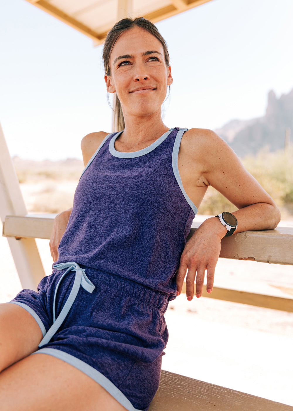 Lux Racerback Romper in Purple Twilight