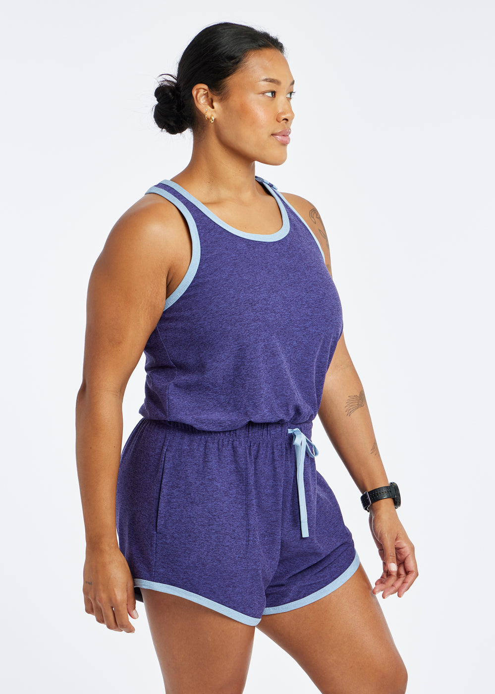 Lux Racerback Romper in Purple Twilight, side