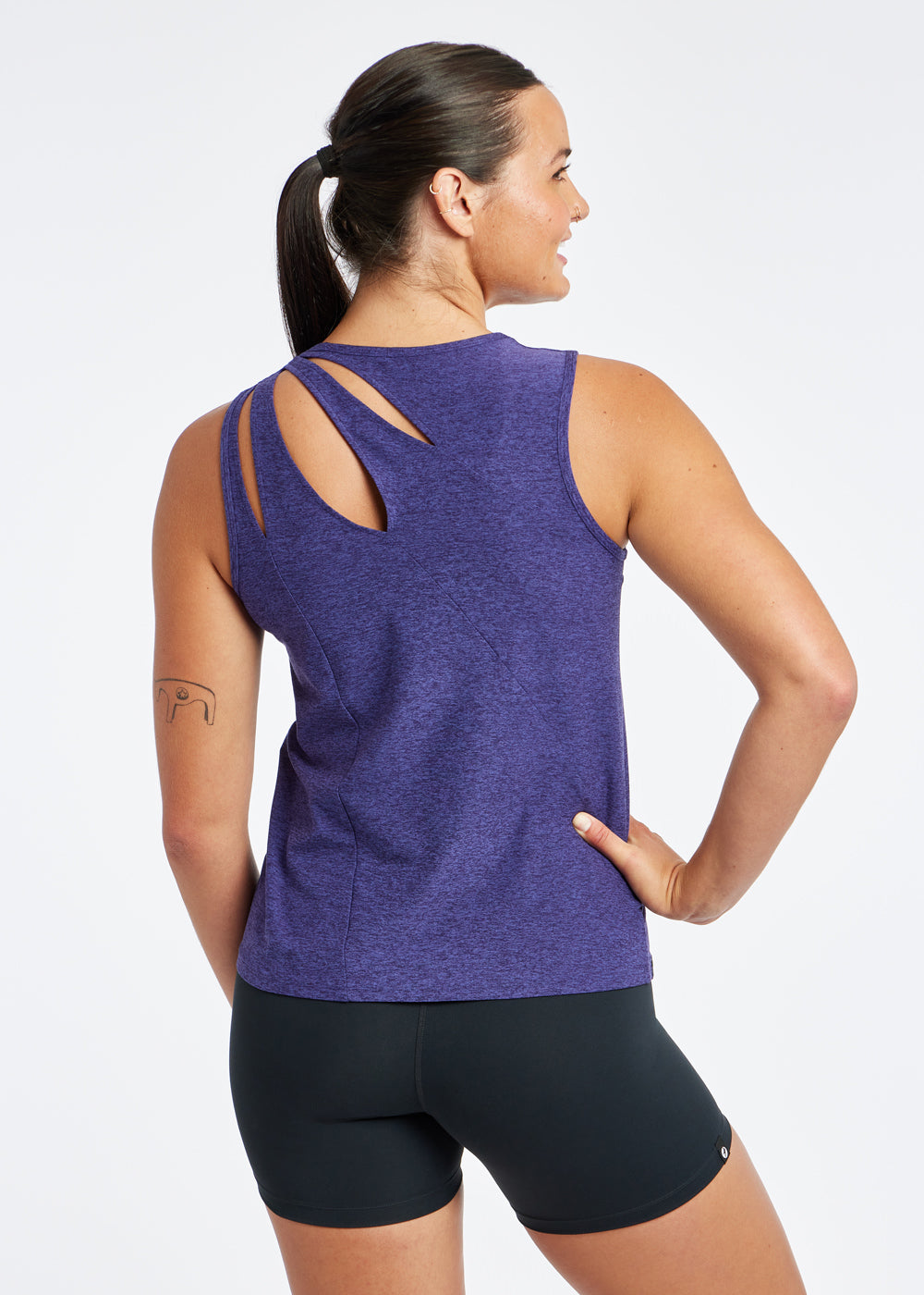 Lux Wing Tank in Twilight Purple, back view
