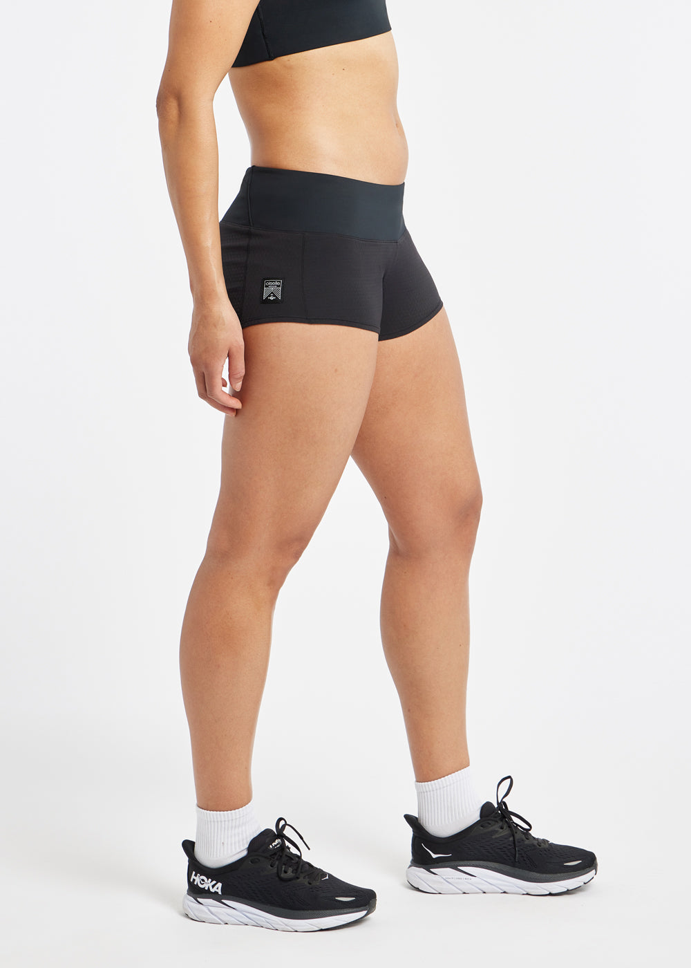Roga 1.75" Running Shorts in black, side view