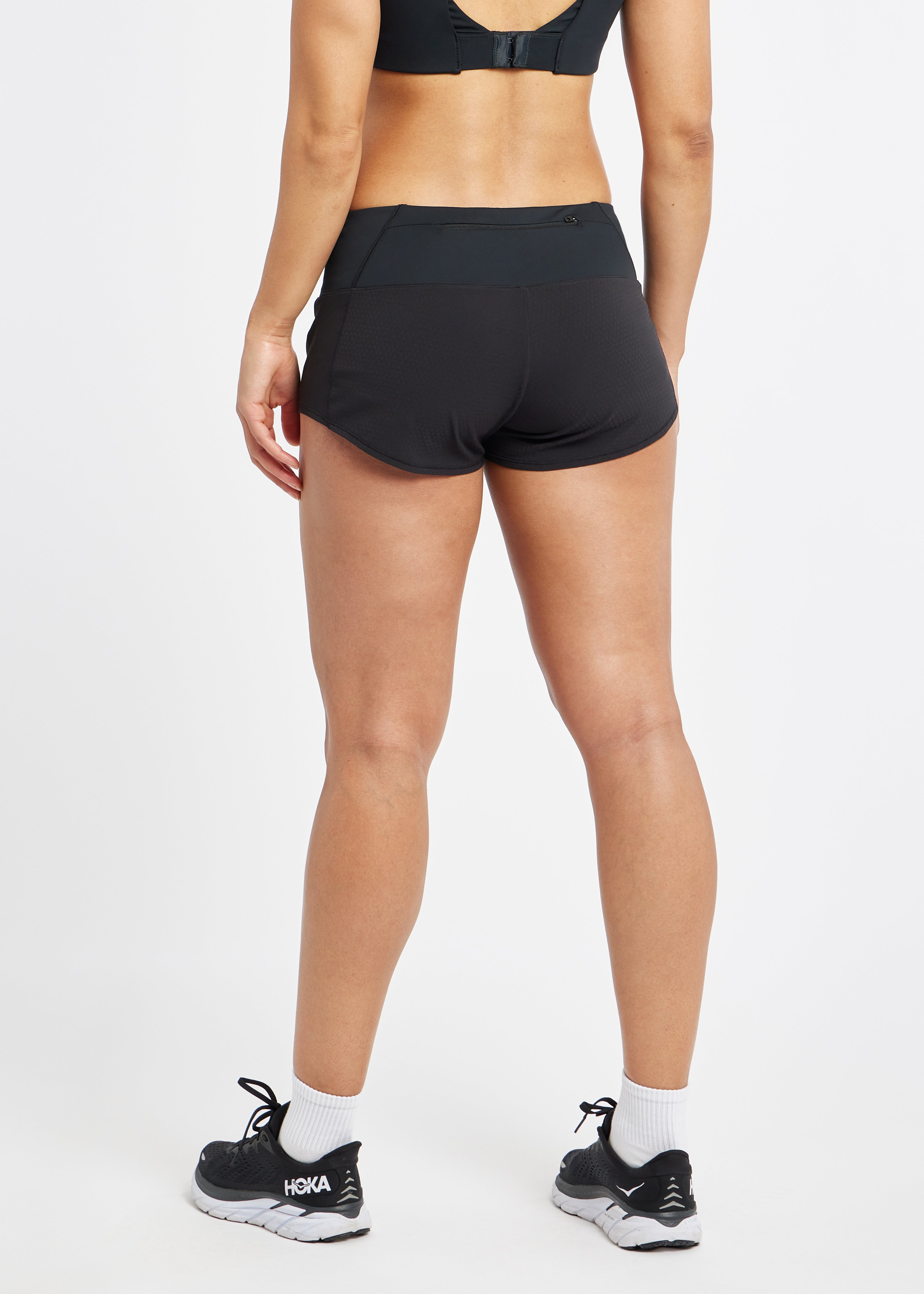 Roga 1.75" Running Shorts in black, back view