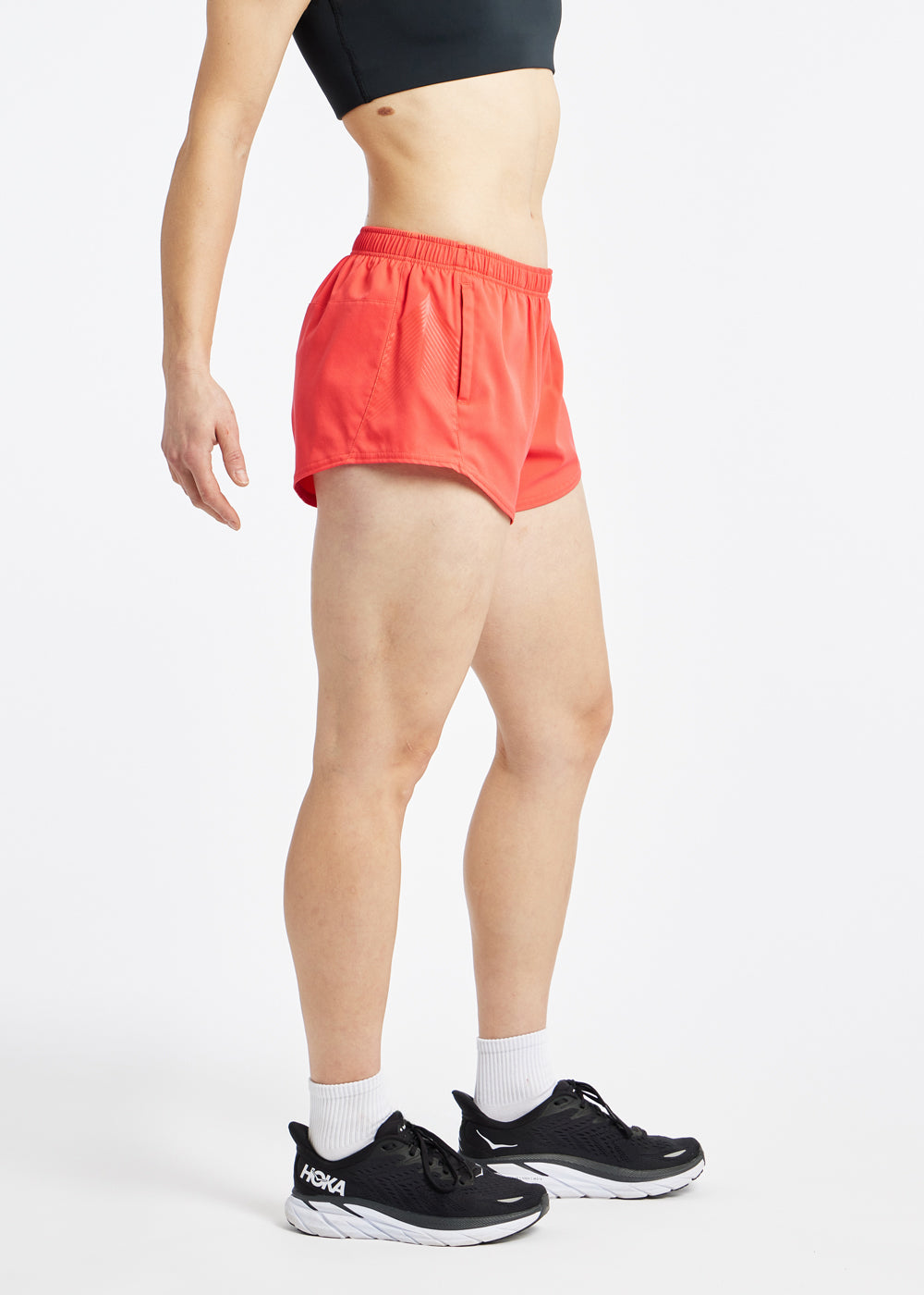 OG Distance 3.25" Running Shorts in Alpenglow orange, side view