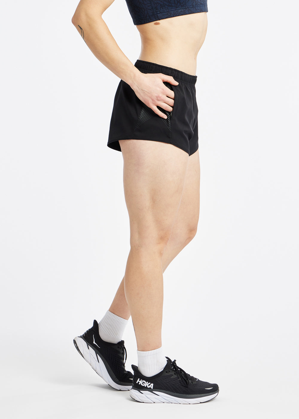 OG Distance 3.25" Running Shorts in Black, side view