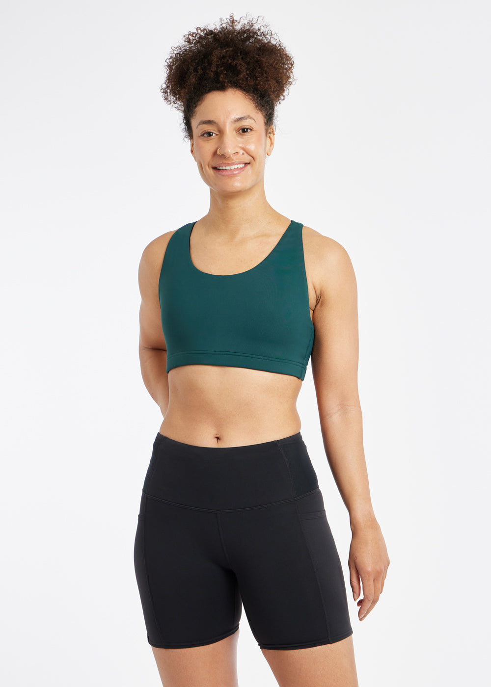 Open Lane Sports Bra in Juniper Green, front