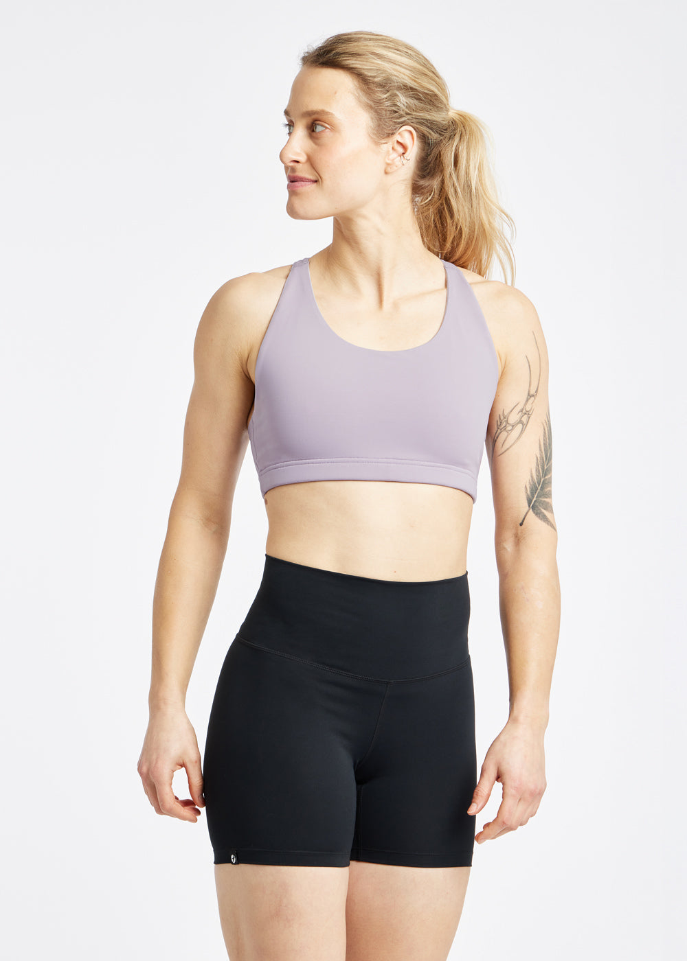 Open Lane Sports Bra in Dusty Lavender Purple, front