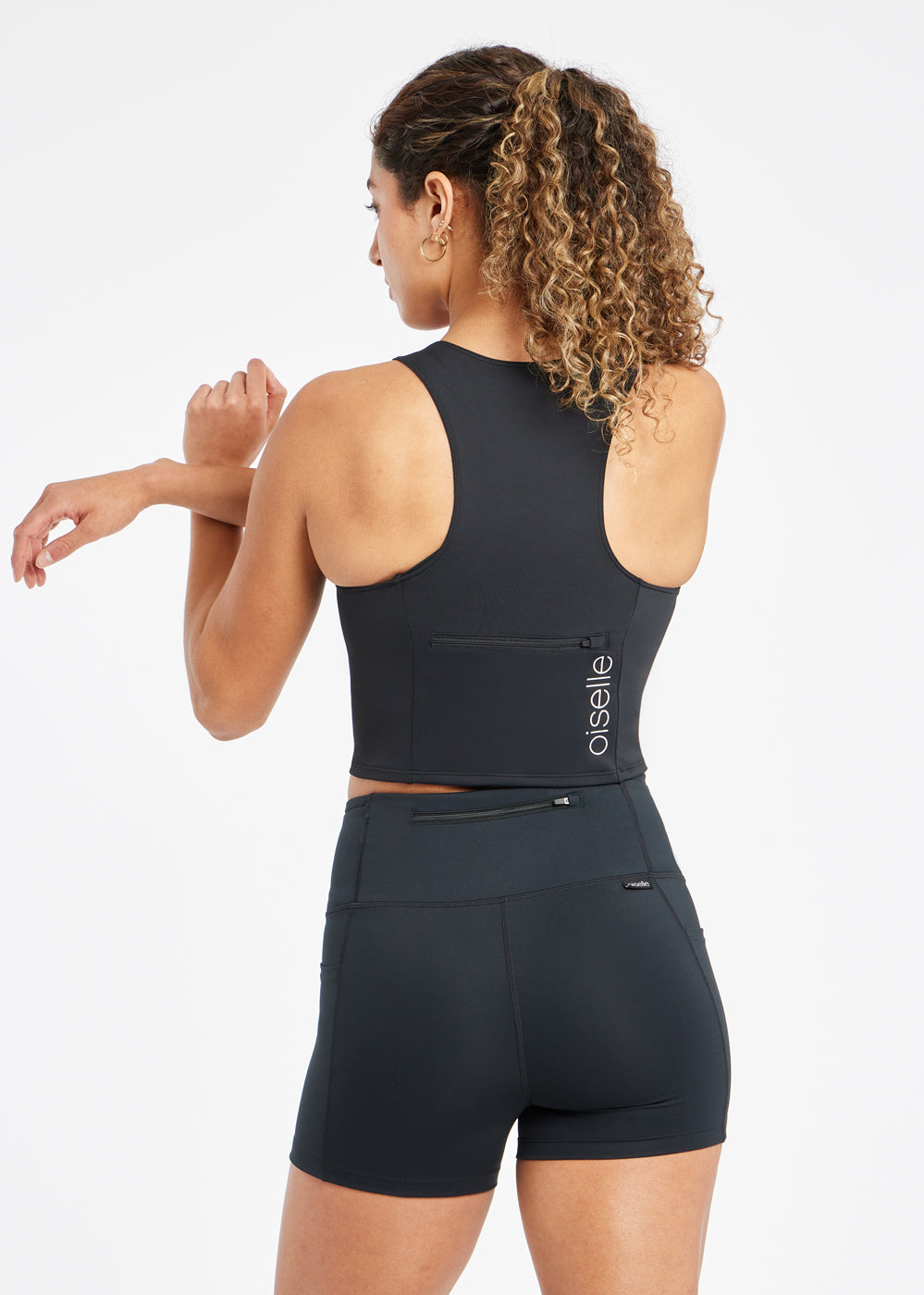 Perfect Running Crop in Black, back view