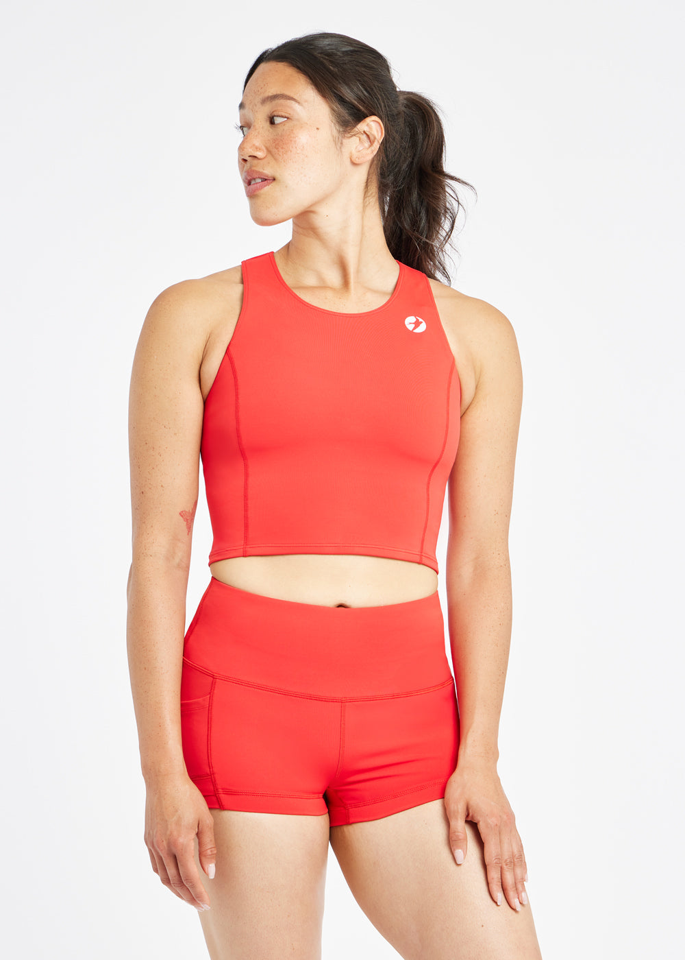 Perfect Running Crop in Flash Flare red, front