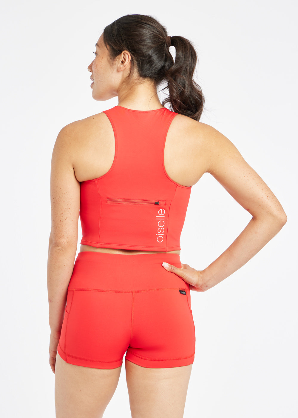 Perfect Running Crop in Flash Flare red, back view