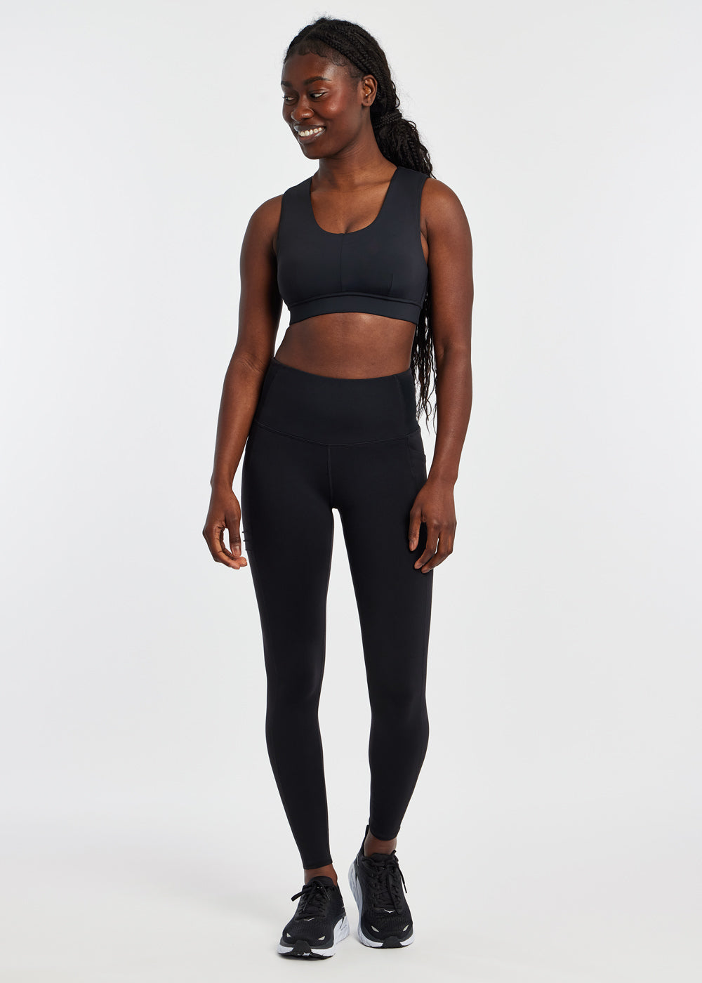 Pocket Jogger Running Tights in Black, front view