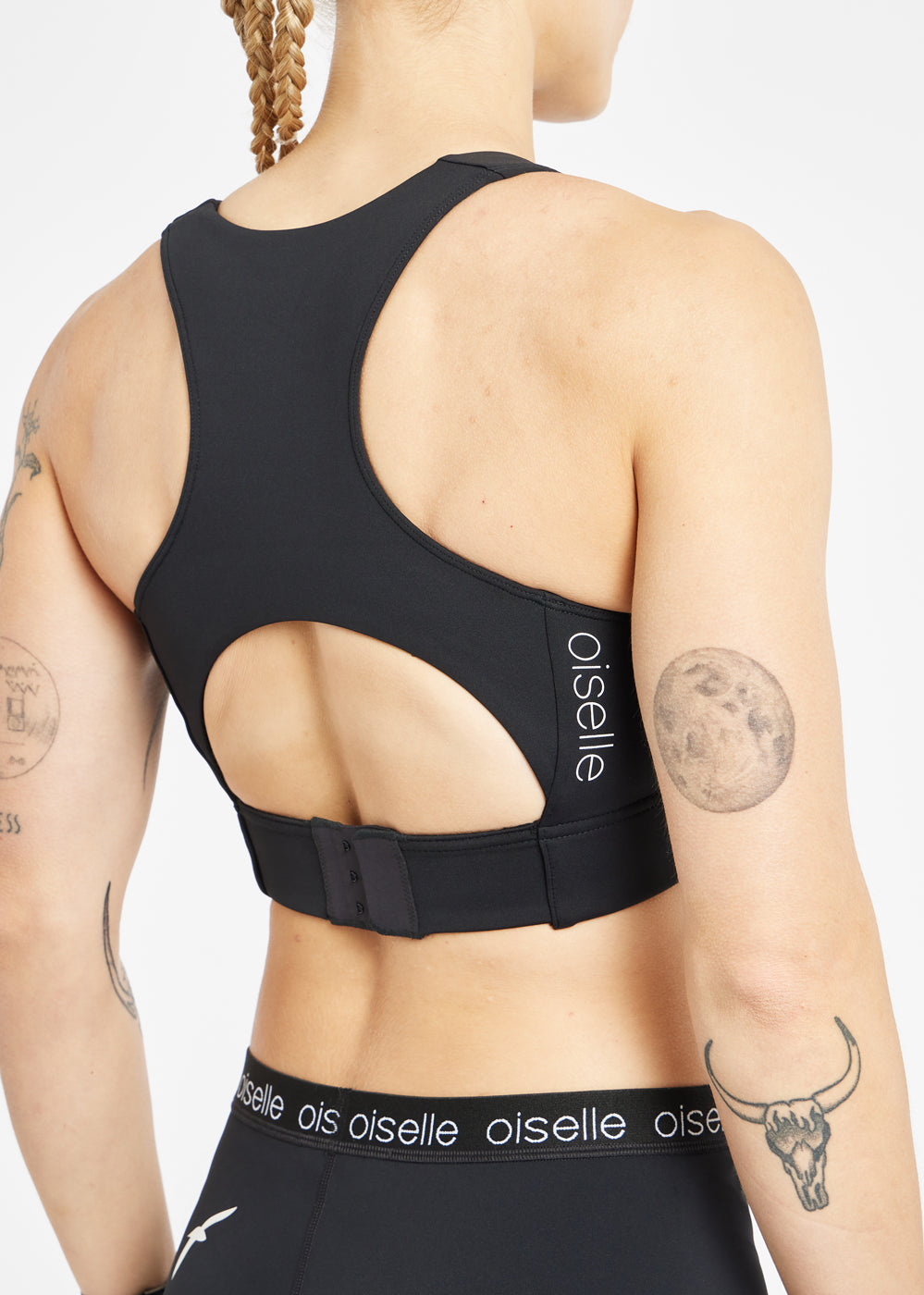 Race Day Sports Bra in Black, back detail view