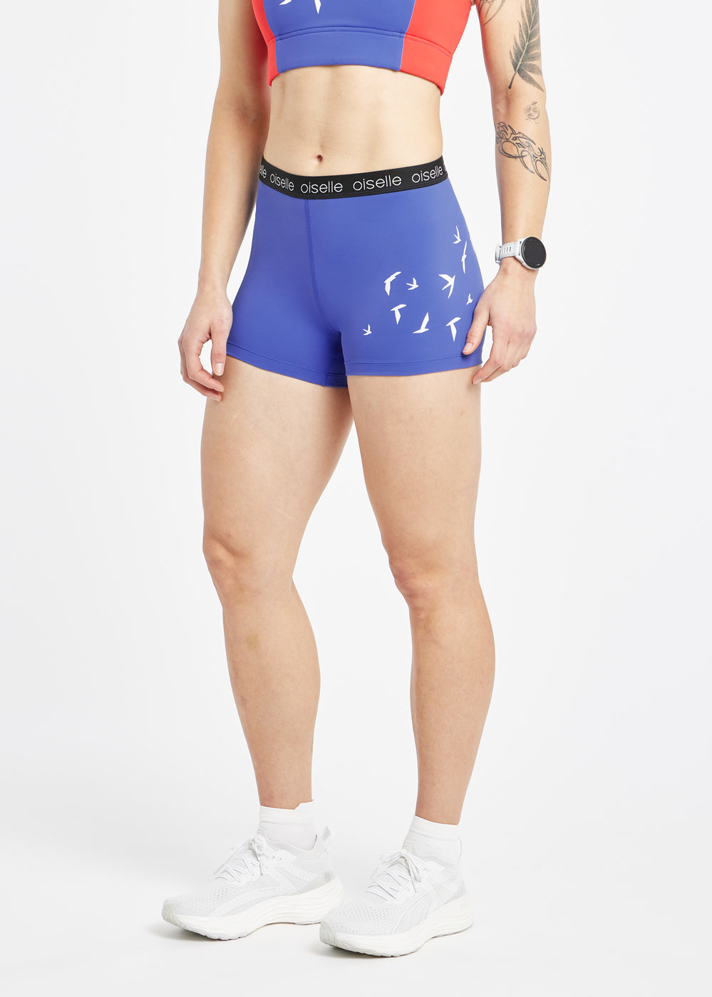 Race Day 2.5" Compression Running Shorts in Blue Rapids, side view