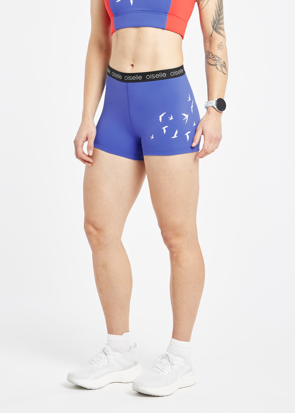 Race Day 2.5" Compression Running Shorts in Blue Rapids, side view