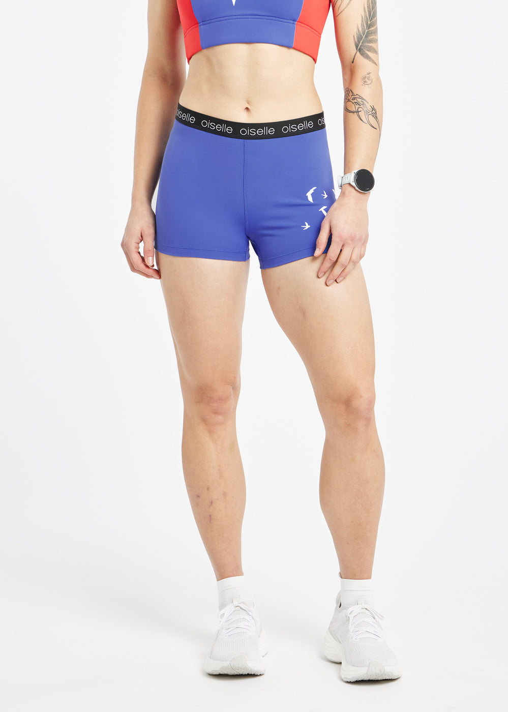 Race Day 2.5" Compression Running Shorts in Blue Rapids, front view