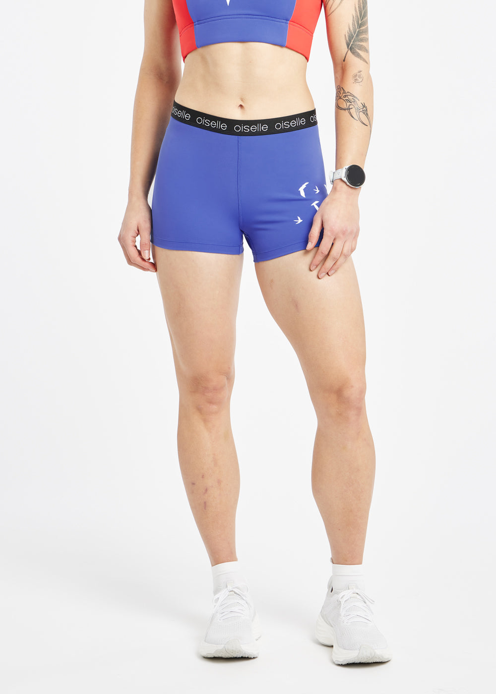 Race Day 2.5" Compression Running Shorts in Blue Rapids, front view