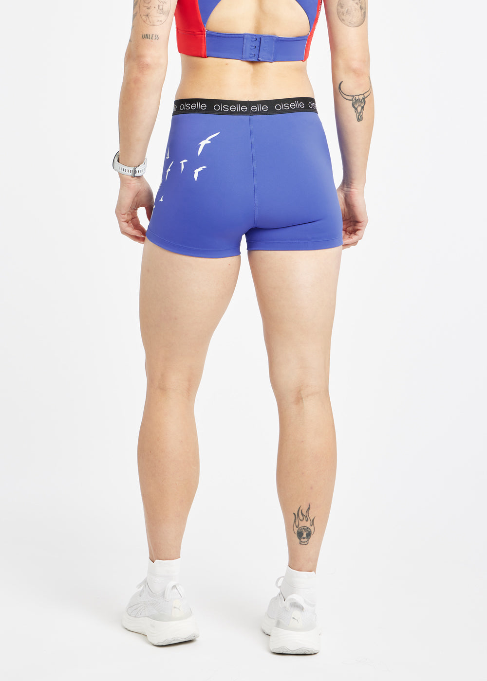Race Day 2.5" Compression Running Shorts in Blue Rapids, back view