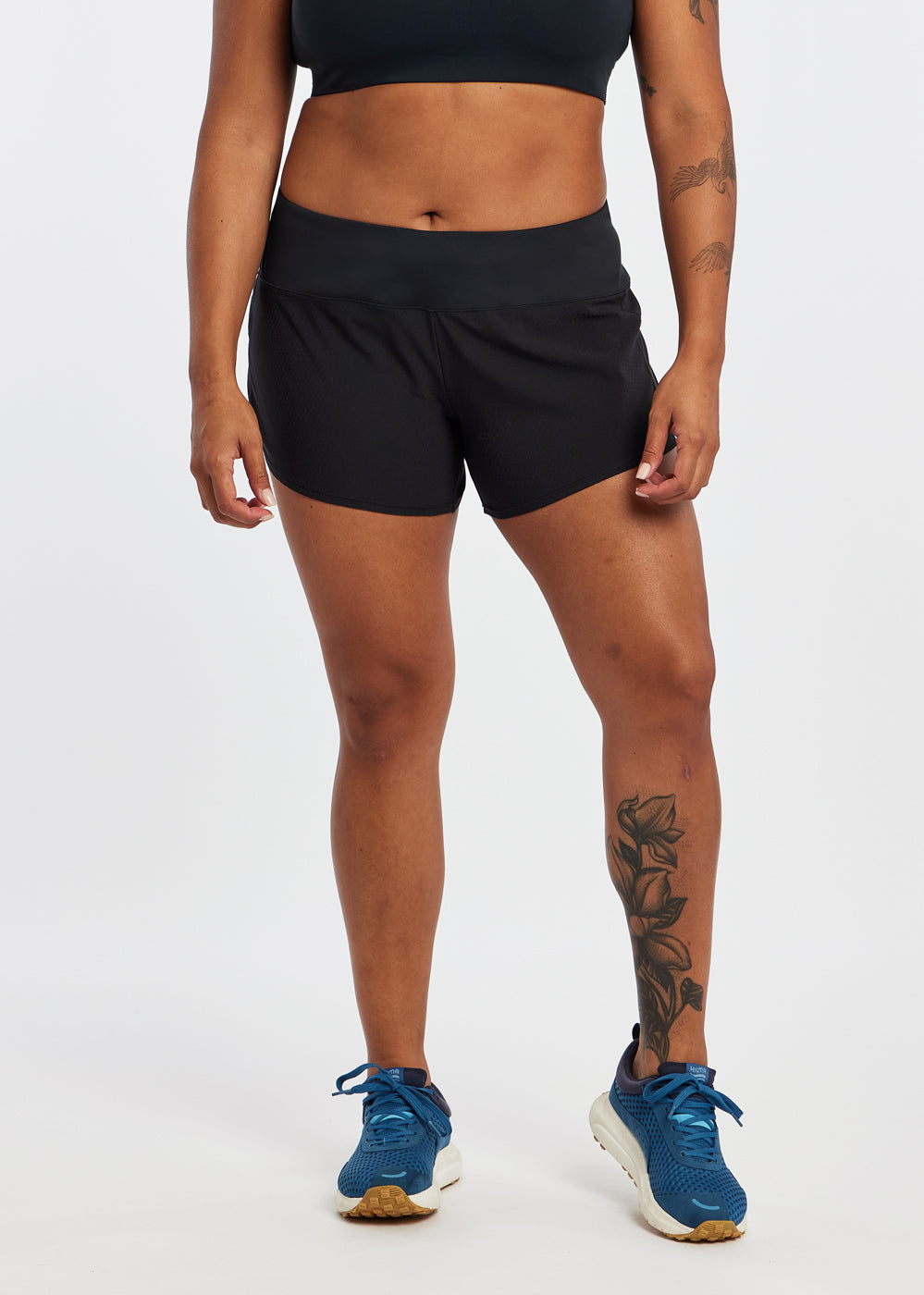 Roga Running Shorts in Black, front view, size 12