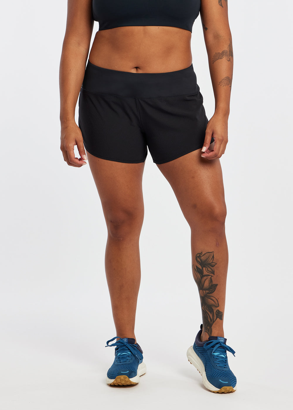 Roga Running Shorts in Black, front view, size 12
