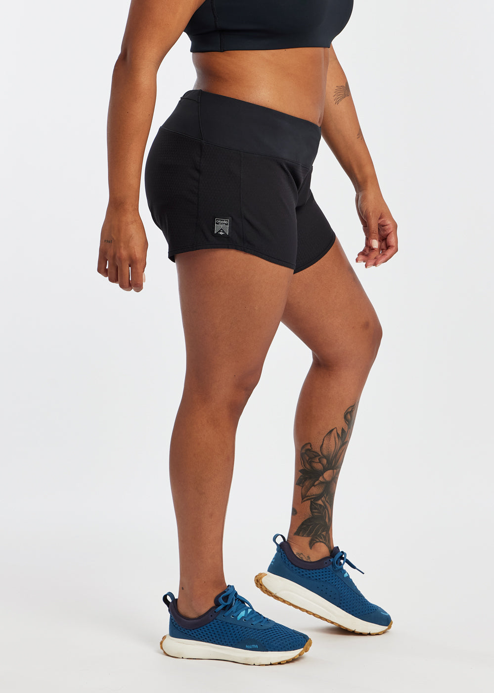 Roga Running Shorts in Black, side view, size 12