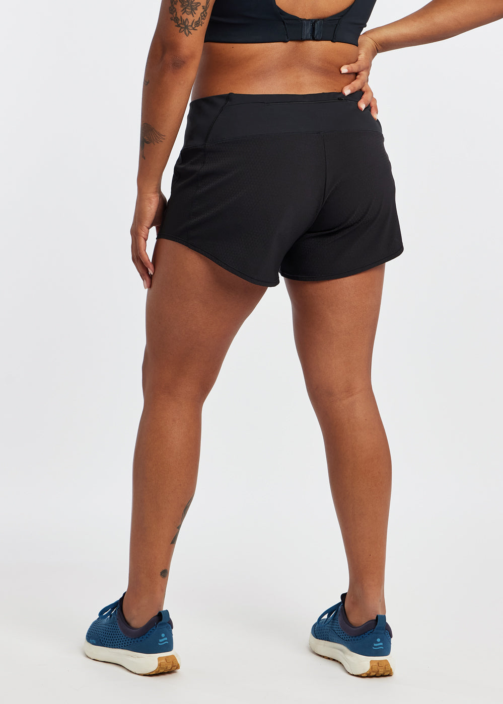 Roga Running Shorts in Black, back view, size 12