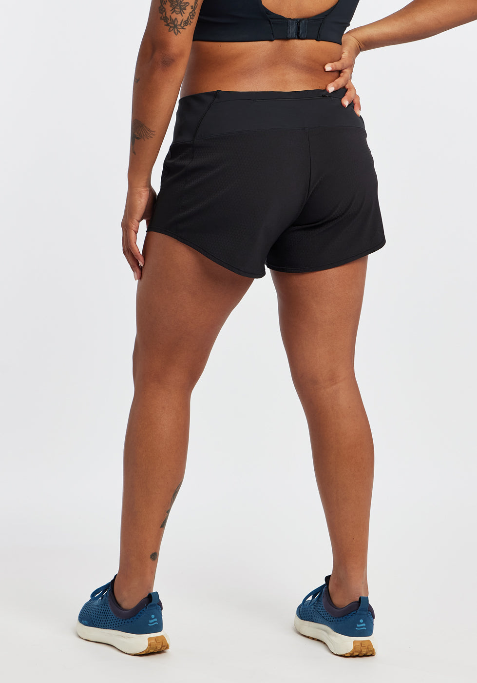 Roga Running Shorts in Black, back view, size 12