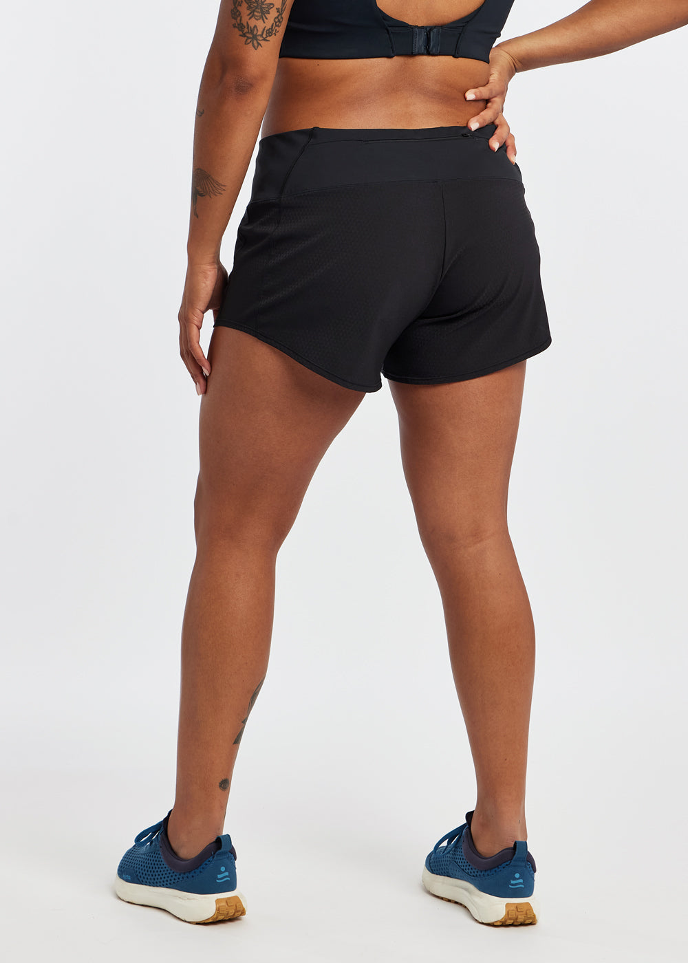Roga Running Shorts in Black, back view, size 12