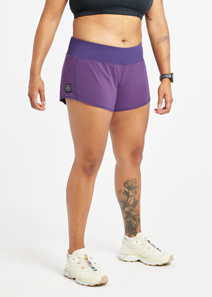 Roga 4" Running Shorts in Purple, front view