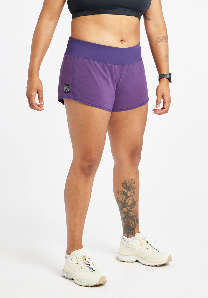 Roga 4" Running Shorts in Purple, front view