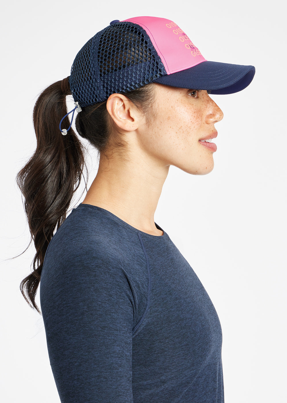 Runner Trucker Hat in Pink Oiselle Print, side view