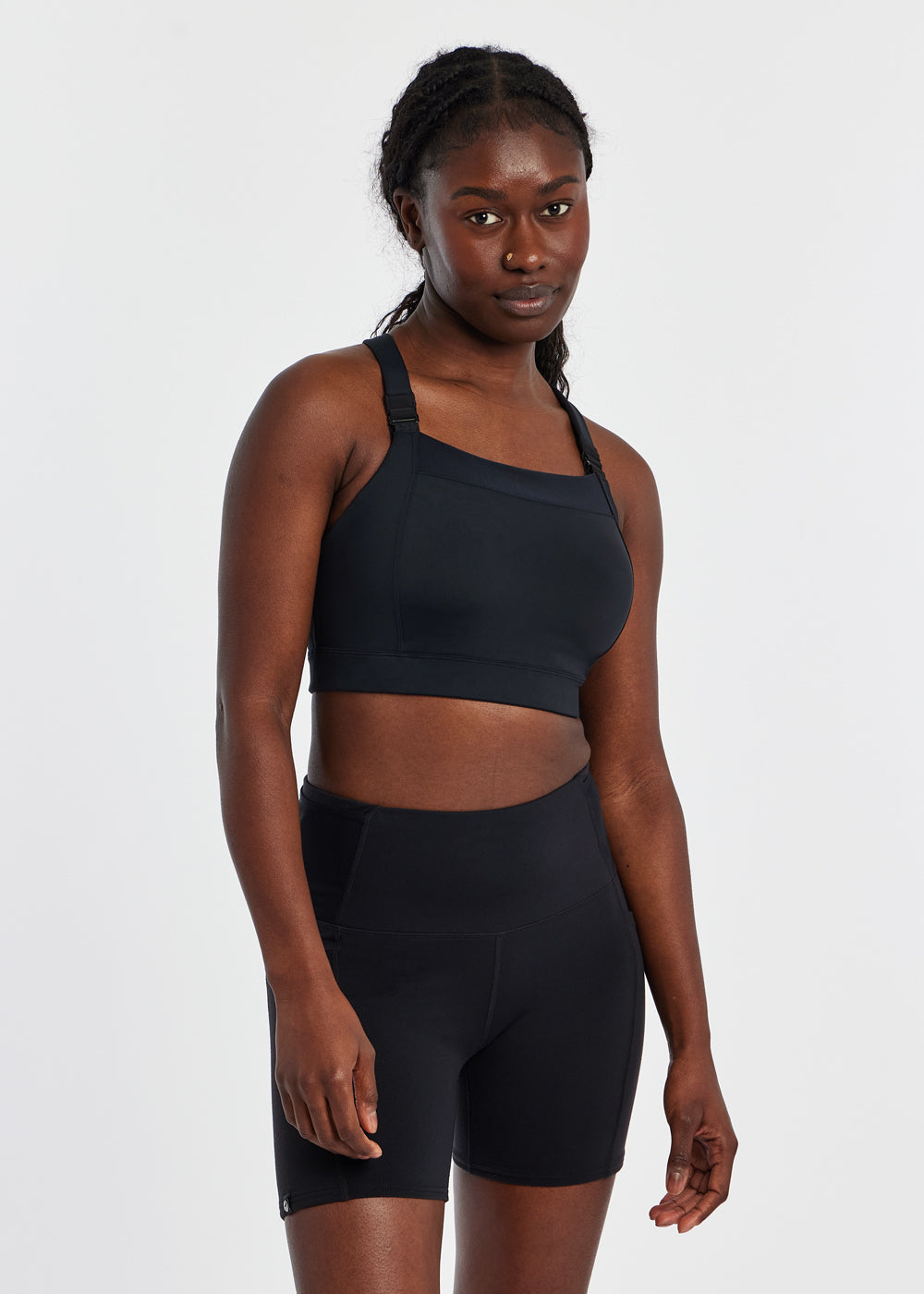 Suspension High Impact Sports Bra in Black, front view