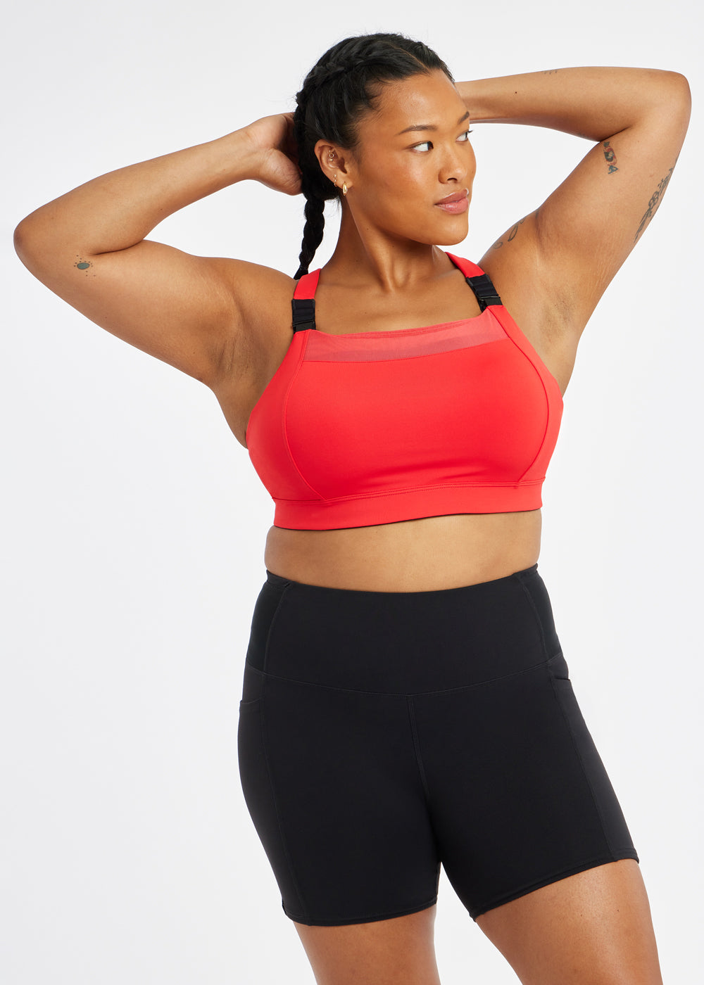 Suspension High Impact Sports Bra in Flash Flare Red, front view