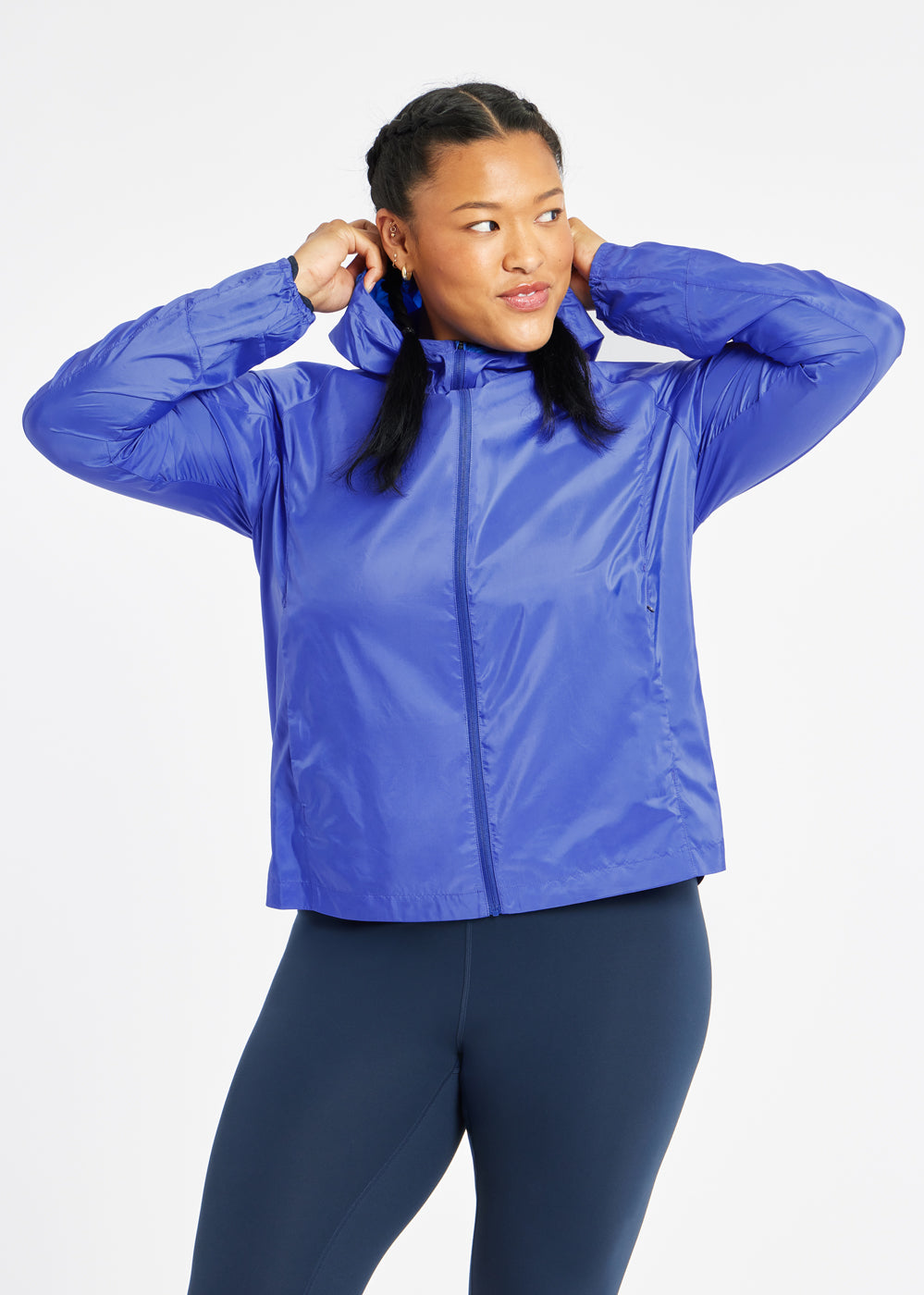 Whirlwind Running Jacket in Blue Rapids, front view