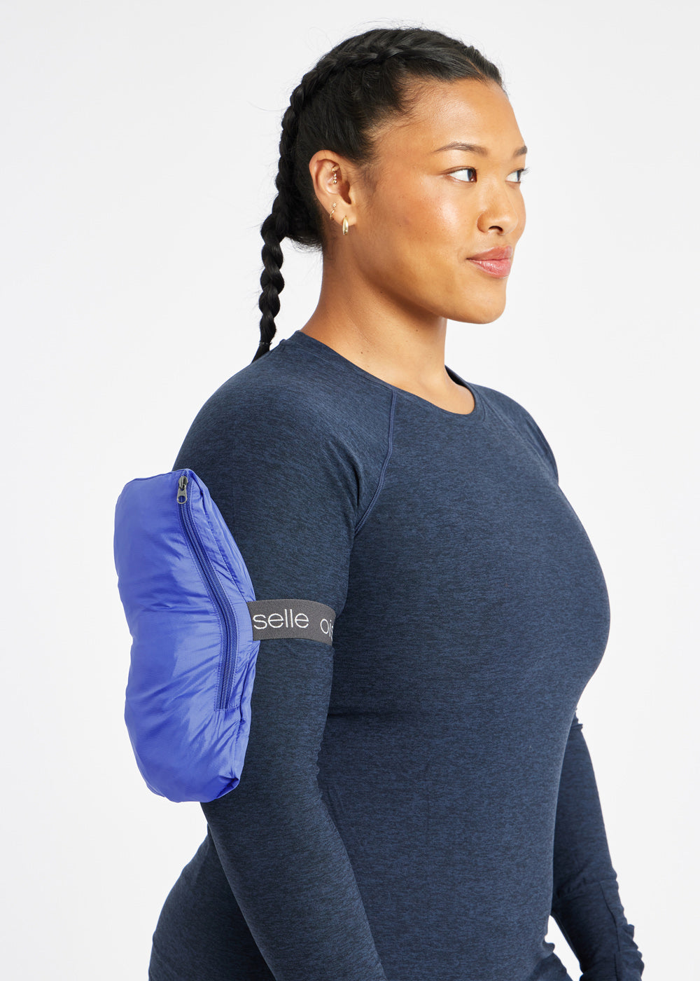 Whirlwind Running Jacket in Blue Rapids, packable detail view