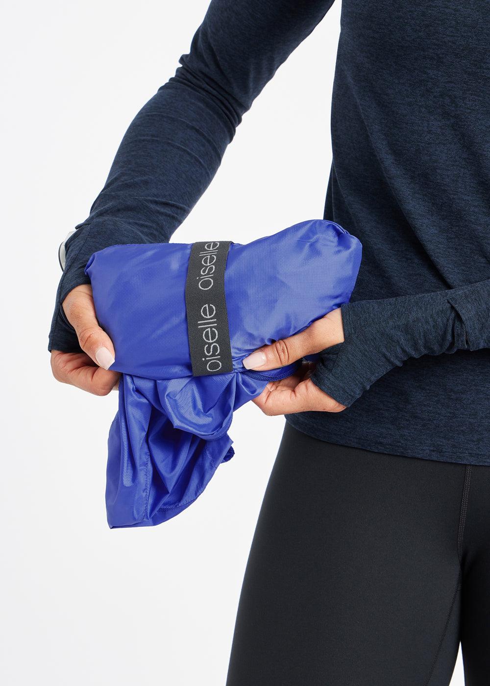 Whirlwind Running Vest in Blue Rapids, packable detail view