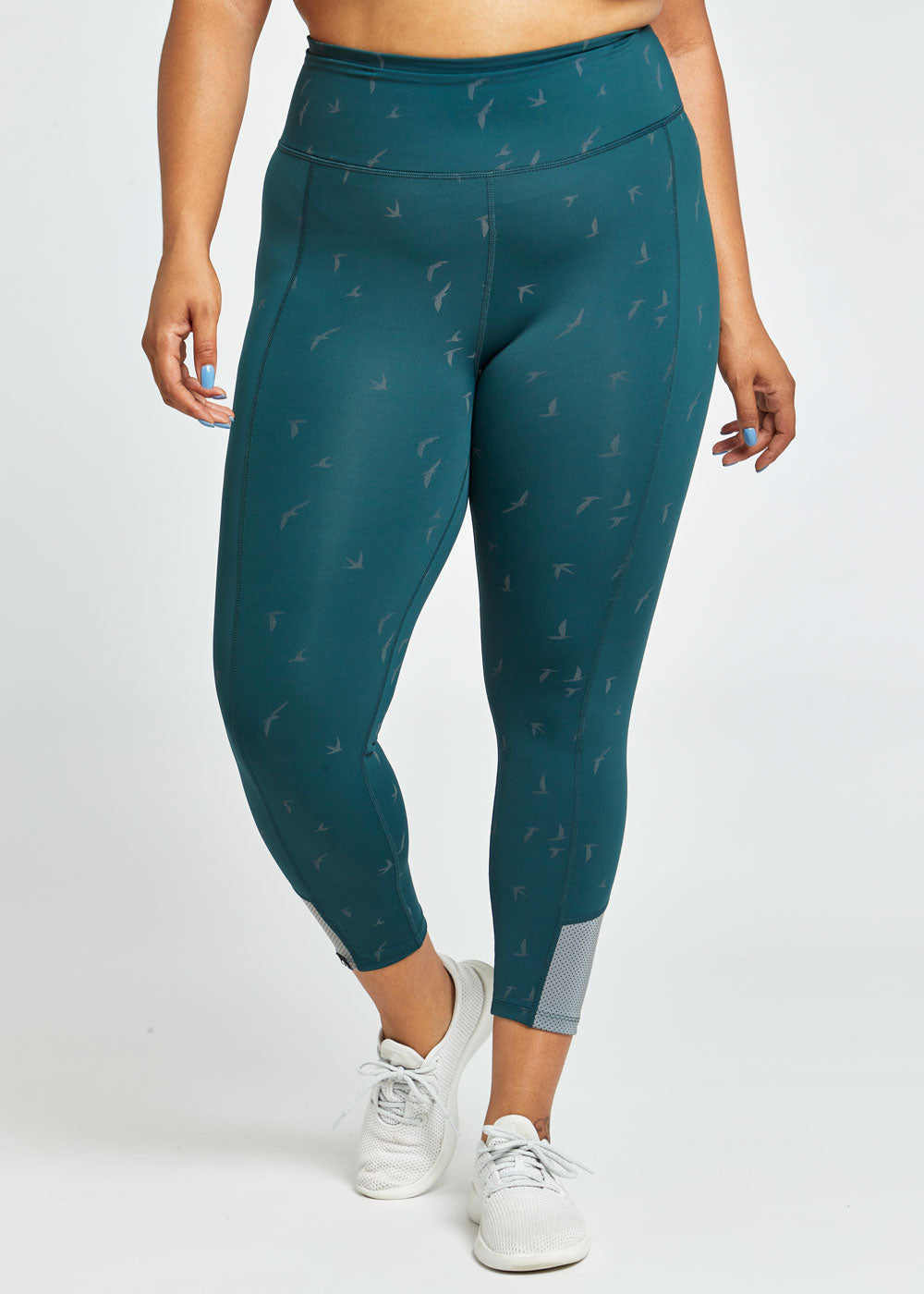 Firecracker Reflective Tights in Juniper green, front view