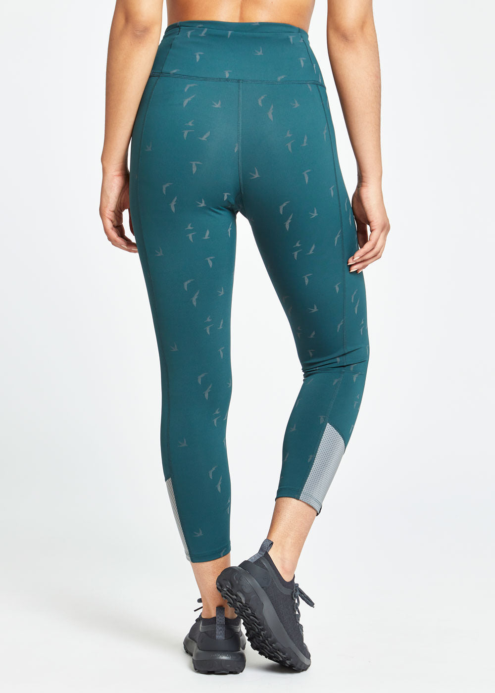 Firecracker Reflective Tights in Juniper green, back