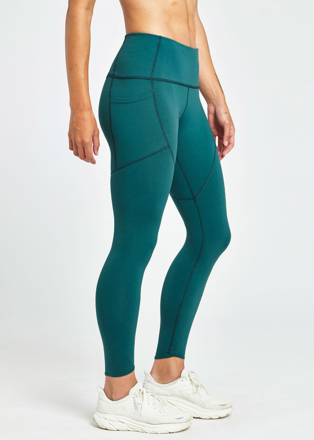 Flyout Cold Weather Running Tights in Green, side view