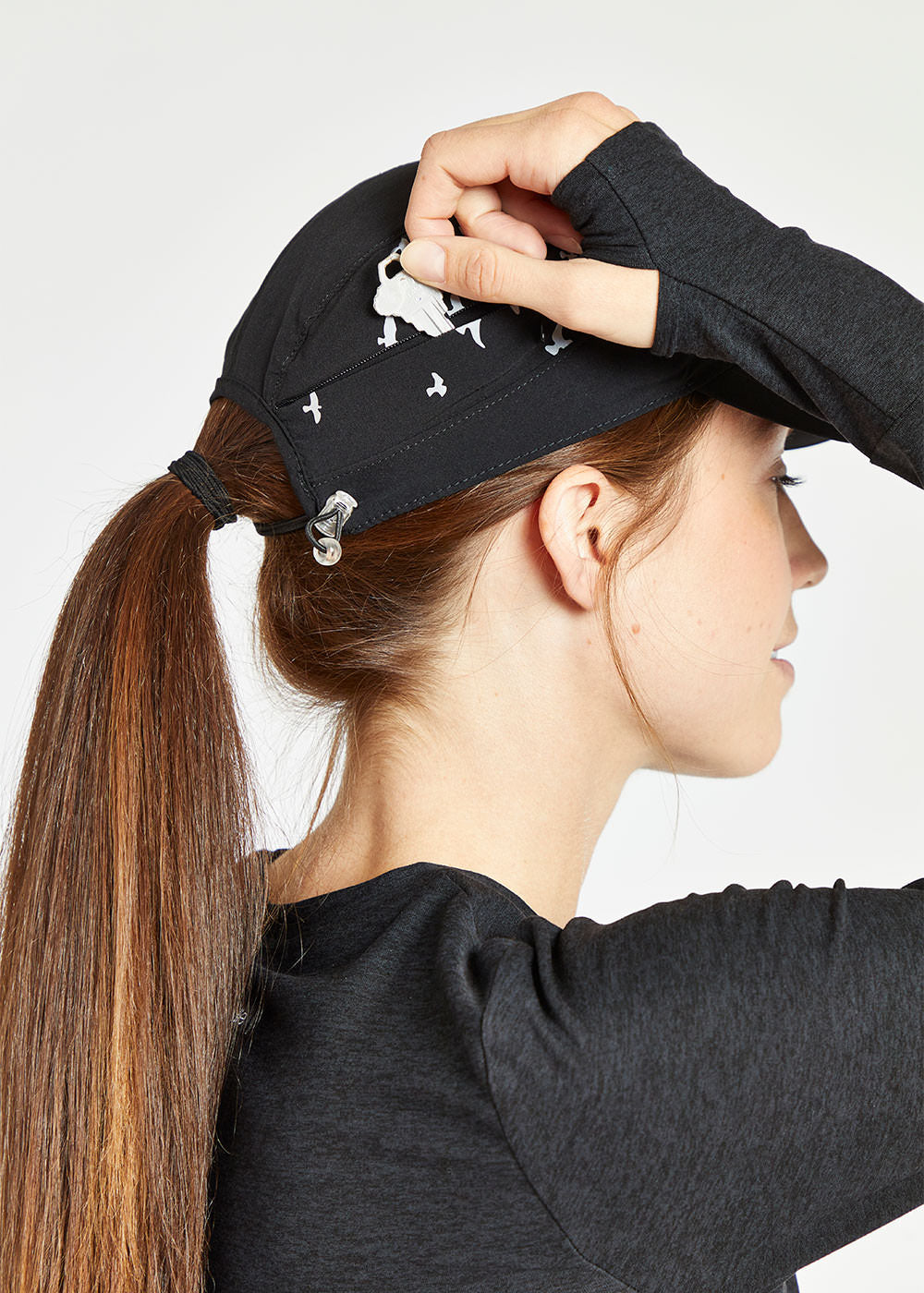 Foldable Roga Running Cap in Black, view 4