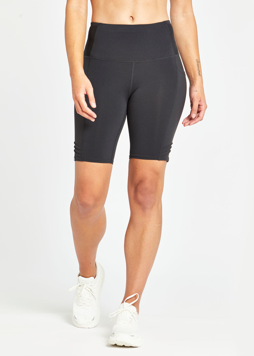 Long Pocket Jogger 8.25-inch shorts in black, front