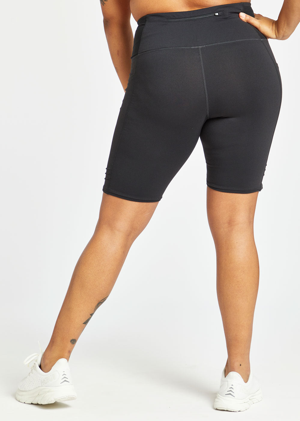 Long Pocket Jogger 8.25-inch shorts in black, back view