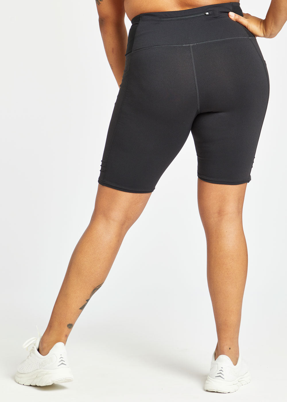 Long Pocket Jogger 8.25-inch shorts in black, back view